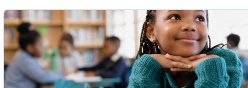 A bright classroom and student learning.